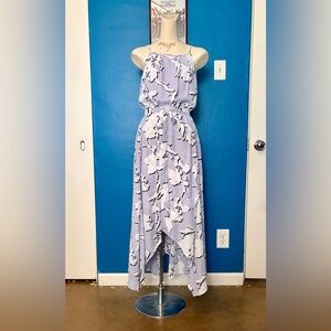 Lane Bryant Lavender Floral Chiffon Handkerchief Hem Dress